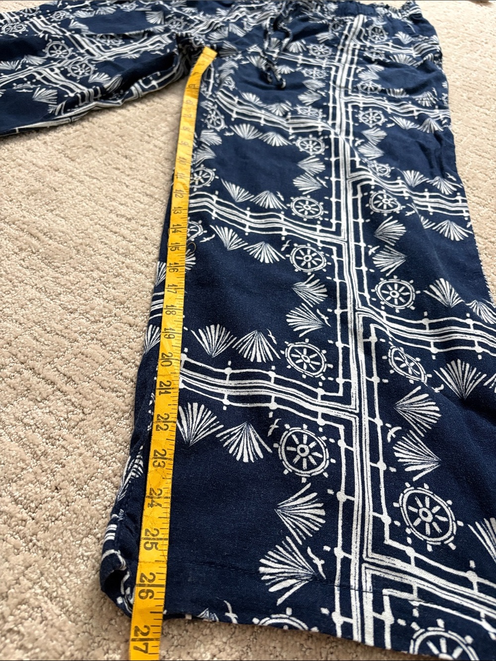 Sonoma Beach Navy and White, Nautical Linen mixed Wide-Leg Pants - Picture 5 of 6